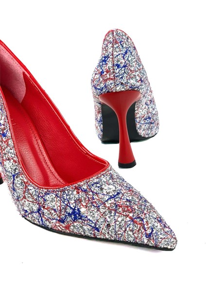 Kadın Sinra Kırmızı Taş Kaplama Abiye Stiletto 10 cm Topuk 2268 fırsatları