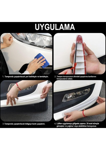 Esnek Tampon Koruma Bandı Tampon Kapı Koruyucu Şerit Yumuşak Bant Beyaz 4 Lü Paket indirimleri