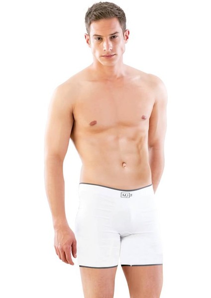 NVBEF23425 Emay Uzun Terletmeyen Dikişsiz Erkek Boxer Beyaz