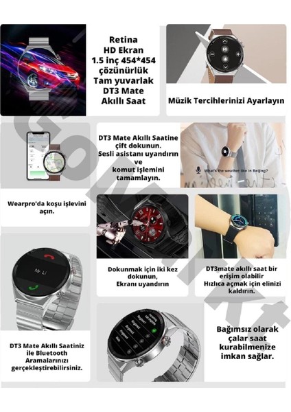 Watch 3 Pro Titanyum Kasa Dt 3 Mate Titanyum Kordonlu Konuşma Özellikli Akıllı Saat fiyatları