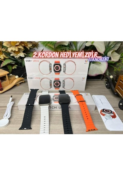 Gs8+ Ultra 45MM 2.05 Inch Hd Ekran Ios ve Android Uyumlu Akıllı Saat Kordon Kilitli Kordon Hediyeli
