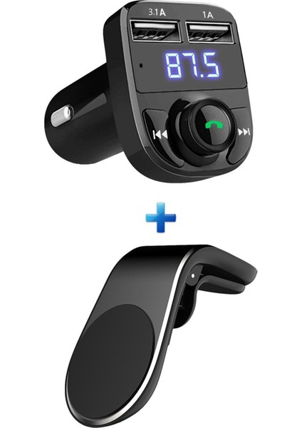 Mg Store Araç Aksesuar Seti Bluetooth Fm Transmitter Oto Şarj Soketi Ve Mıknatıslı Telefon Tutucu