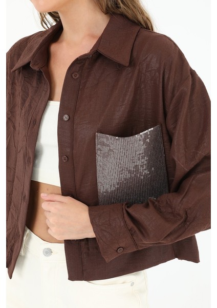 Kadın Cep Detayı Payetli Uzun Kollu Gömlek fırsatları