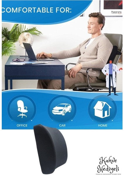 Yüksek Konforlu Ortopedik Bel Yastığı, Duruş ve Destekleyici, Araç ve Sandalye Uyumlu modelleri