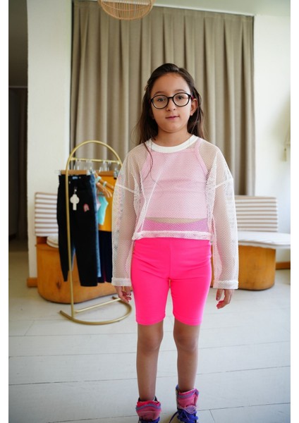 File Üst Crop Uzun Kol