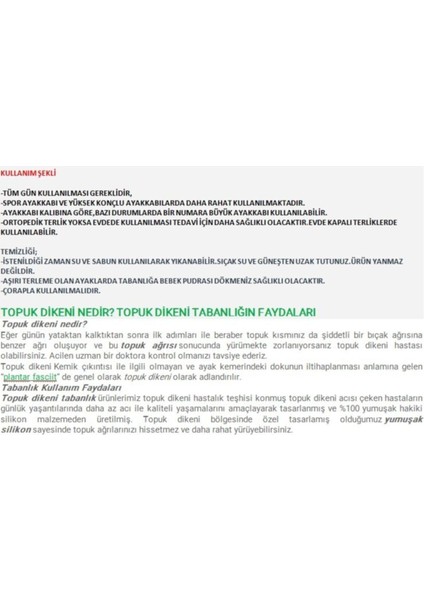 Tam Ortopedik Silikon Ayakkabı Bot Tabanlığı Asker Tabanlığı