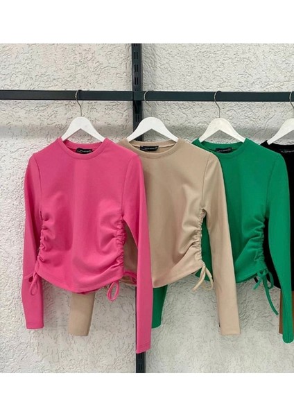 Büzgülü Crop Bluz