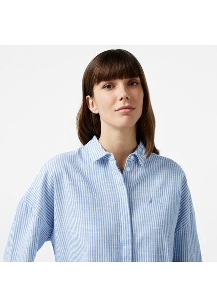 Kadın Mavi Regular Fit Gömlek 47W505T.4AX fırsatları