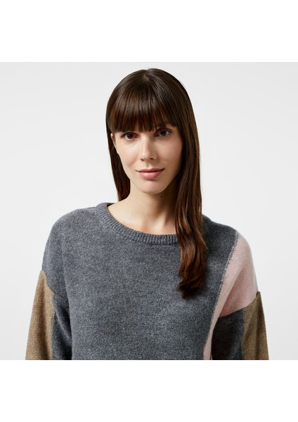 Kadın Pembe Renk Bloklu Regular Fit Triko 47S011T.6XA fırsatları