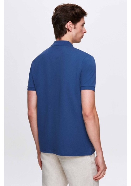 Ds Damat Regular Fit Indigo Düz Örgü %100 Pamuk T-Shirt modelleri
