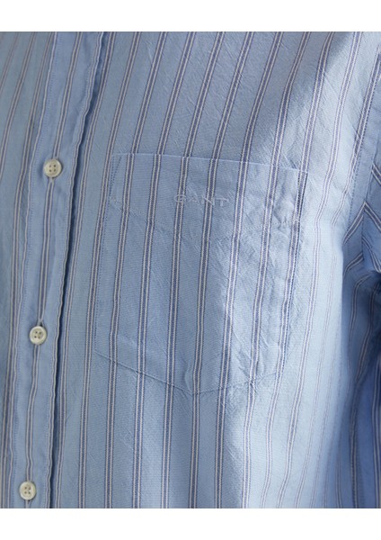 Erkek Mavi Regular Fit Düğmeli Yaka Çizgili Oxford Gömlek 3240169.427 indirimleri
