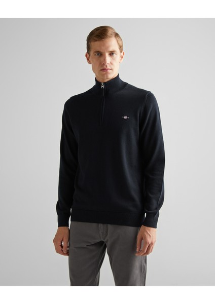 Erkek Siyah Regular Fit Yarım Fermuarlı Kazak 8030564.5