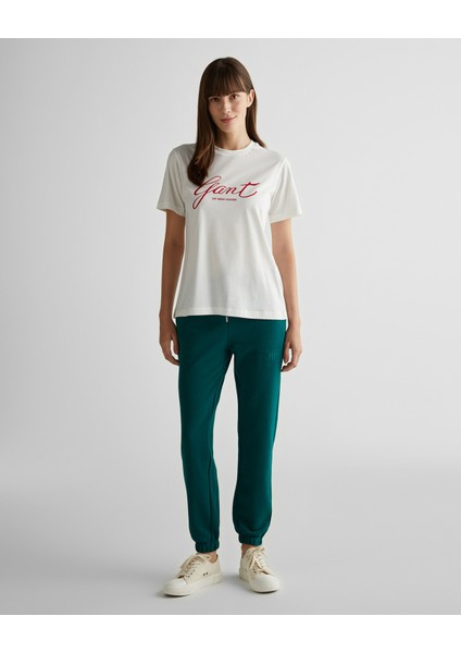 Kadın Krem Regular Fit Bisiklet Yaka Logolu T-Shirt 4201251.113 modelleri