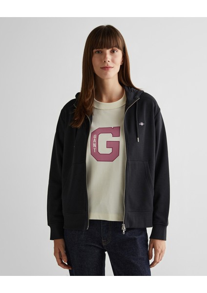 Kadın Siyah Relaxed Fit Kapüşonlu Sweatshirt 4201412.5