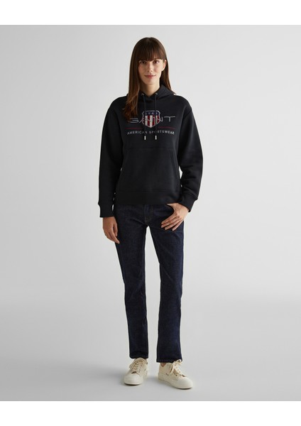Kadın Siyah Relaxed Fit Kapüşonlu Logolu Sweatshirt 4200276.5 modelleri