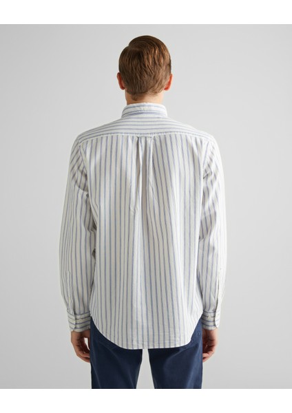 Erkek Mavi Regular Fit Düğmeli Yaka Çizgili Oxford Gömlek 3240169.427 fiyatları