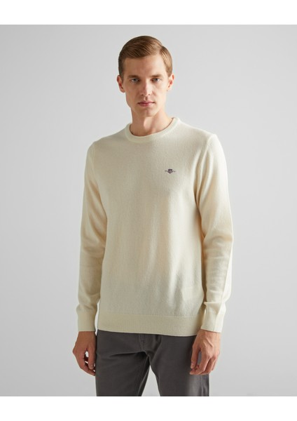 Erkek Beyaz Regular Fit Bisiklet Yaka Kazak 87211.130