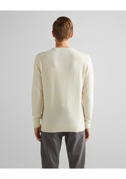 Erkek Beyaz Regular Fit Bisiklet Yaka Kazak 87211.130 fiyatları