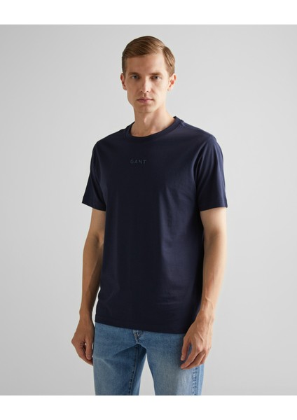 Erkek Lacivert Regular Fit Bisiklet Yaka Logolu T-Shirt 2043012.433