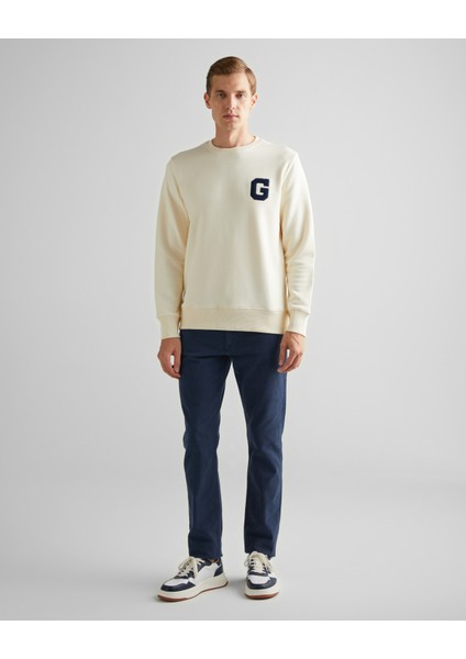 Erkek Krem Regular Fit Bisiklet Yaka Logolu Sweatshirt 2043023.130 modelleri