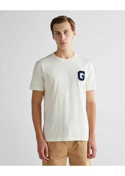 Erkek Krem Regular Fit Bisiklet Yaka Logolu T-Shirt 2043022.130