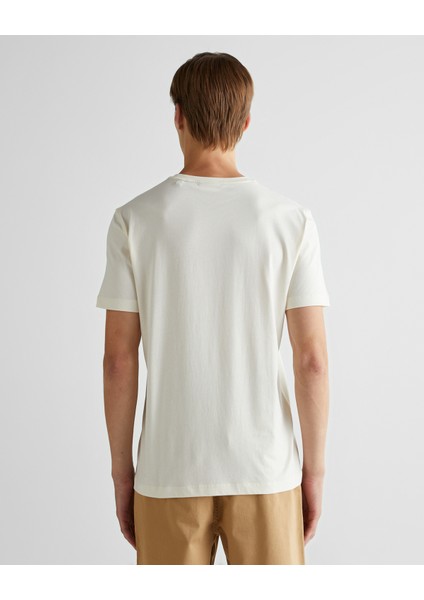 Erkek Krem Regular Fit Bisiklet Yaka Logolu T-Shirt 2043022.130