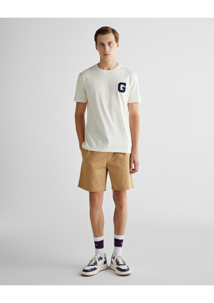 Erkek Krem Regular Fit Bisiklet Yaka Logolu T-Shirt 2043022.130