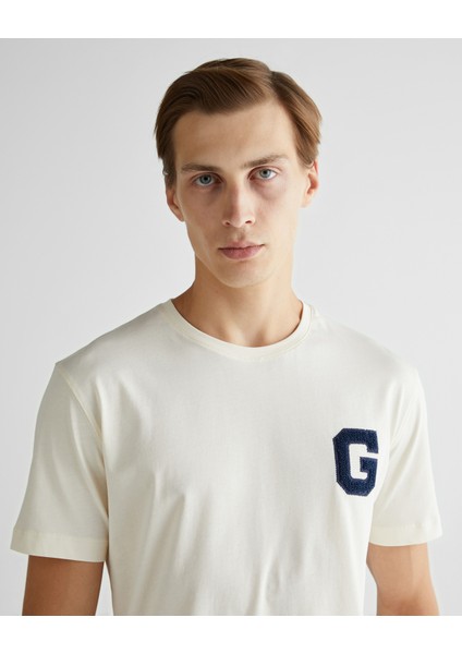 Erkek Krem Regular Fit Bisiklet Yaka Logolu T-Shirt 2043022.130