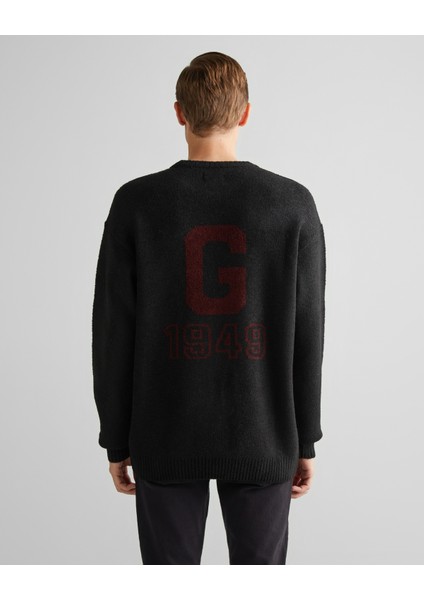 Erkek Siyah Relaxed Fit Bisiklet Yaka Logolu Kazak 8924353T.5 fiyatları