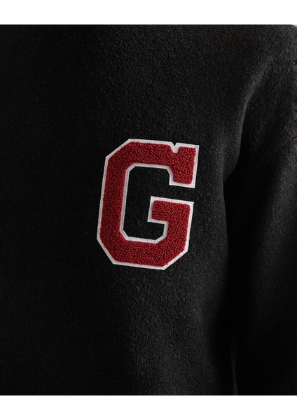 Erkek Siyah Relaxed Fit Bisiklet Yaka Logolu Kazak 8924353T.5 indirimleri