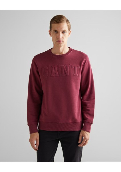 Erkek Bordo Regular Fit Bisiklet Yaka Logolu Sweatshirt 2015085.638