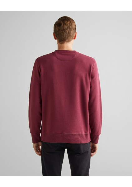 Erkek Bordo Regular Fit Bisiklet Yaka Logolu Sweatshirt 2015085.638