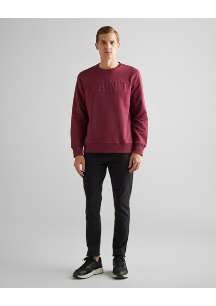 Erkek Bordo Regular Fit Bisiklet Yaka Logolu Sweatshirt 2015085.638