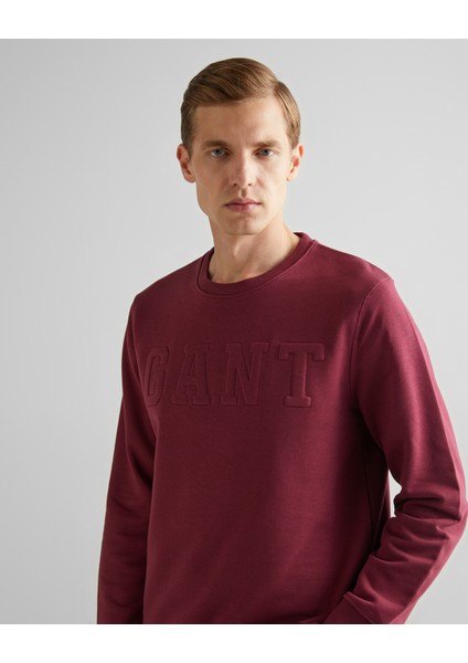 Erkek Bordo Regular Fit Bisiklet Yaka Logolu Sweatshirt 2015085.638