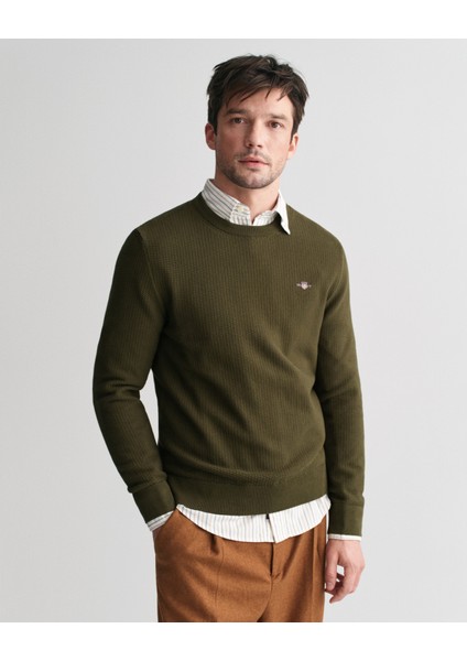 Erkek Yeşil Regular Fit Bisiklet Yaka Kazak 8030210.301