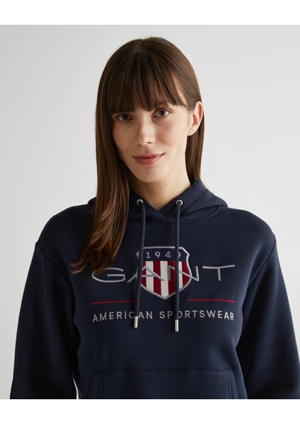Kadın Lacivert Relaxed Fit Kapüşonlu Logolu Sweatshirt 4200276.433 fırsatları