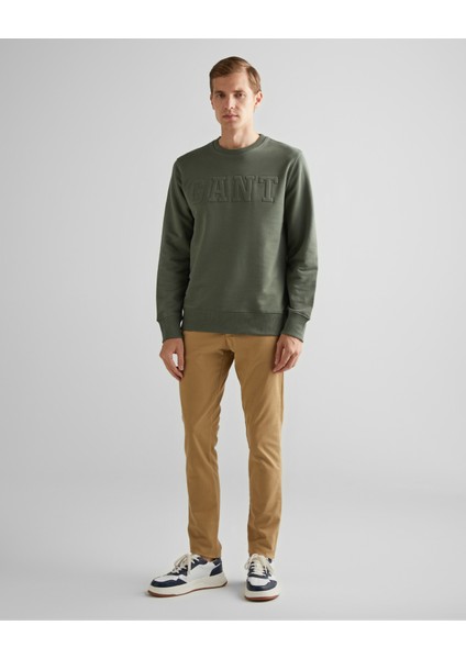 Erkek Yeşil Regular Fit Bisiklet Yaka Logolu Sweatshirt 2015085.351