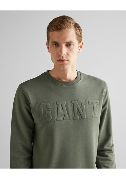 Erkek Yeşil Regular Fit Bisiklet Yaka Logolu Sweatshirt 2015085.351