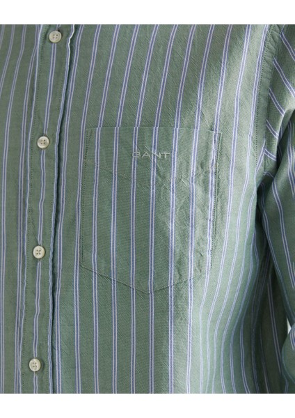 Erkek Yeşil Regular Fit Düğmeli Yaka Çizgili Oxford Gömlek 3240169.309 indirimleri
