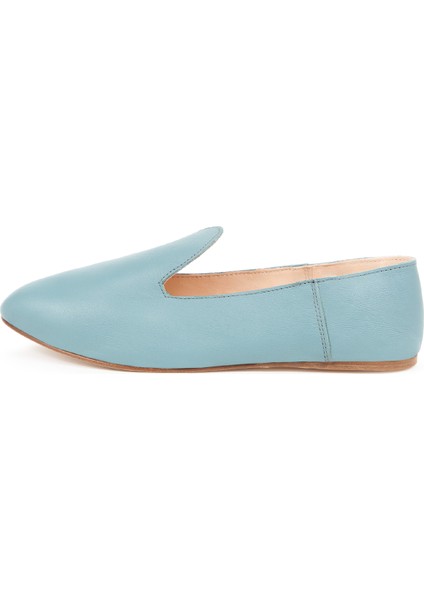 Deri Mavi Kadın Loafer La Blue