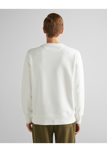 Erkek Krem Regular Fit Bisiklet Yaka Logolu Sweatshirt 2015085.113