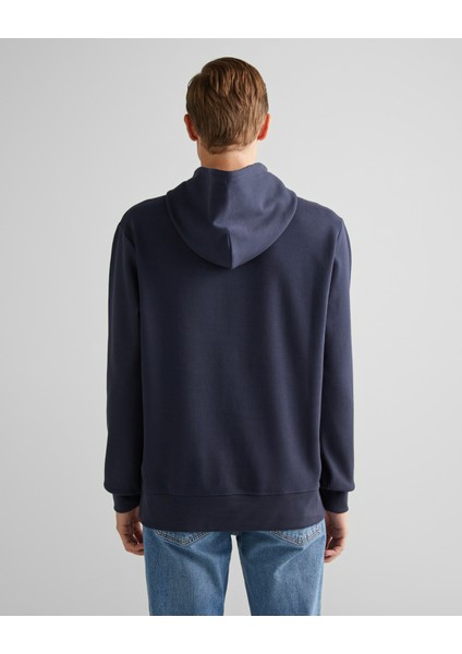 Erkek Lacivert Regular Fit Kapüşonlu Logolu Sweatshirt 2015070.433