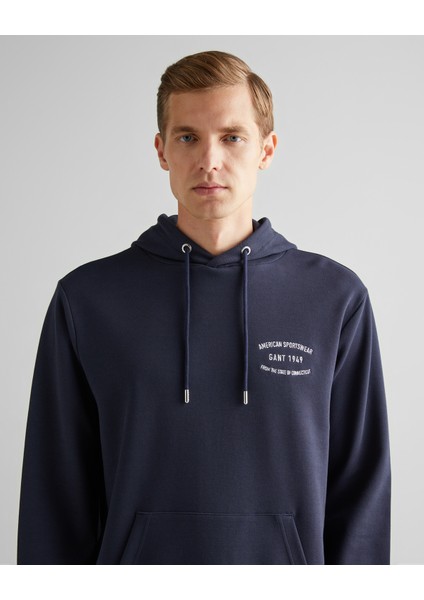Erkek Lacivert Regular Fit Kapüşonlu Logolu Sweatshirt 2015070.433