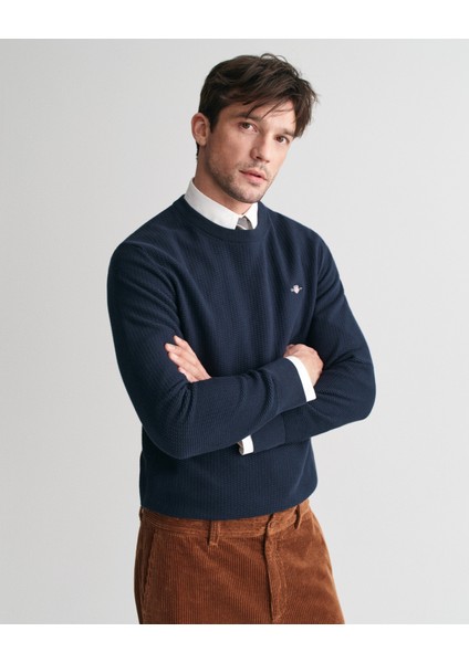 Erkek Lacivert Regular Fit Bisiklet Yaka Kazak 8030210.433