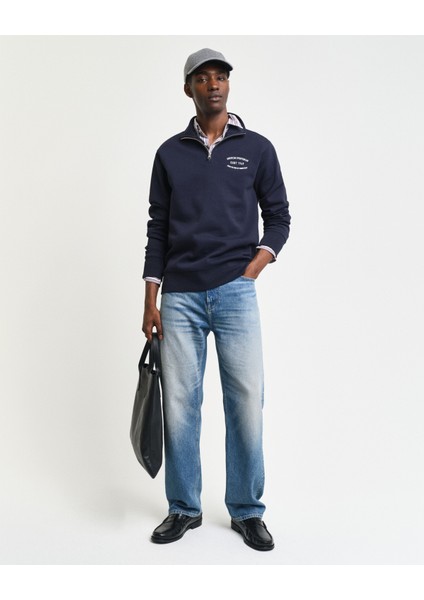 Erkek Lacivert Regular Fit Yarım Fermuarlı Logolu Sweatshirt 2015071.433 fırsatları