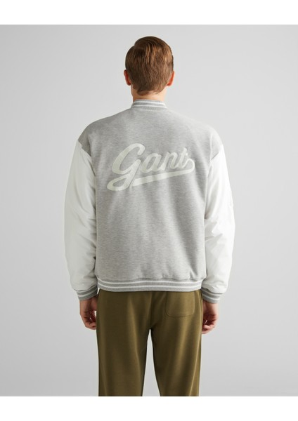 Erkek Gri Relaxed Fit Hakim Yaka Logolu Bomber Ceket 2524344T.93 fiyatları