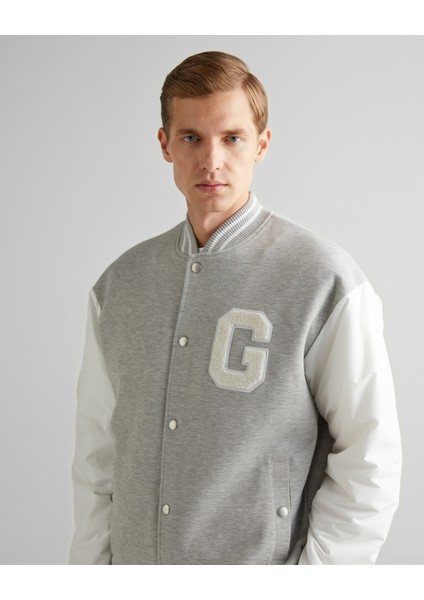 Erkek Gri Relaxed Fit Hakim Yaka Logolu Bomber Ceket 2524344T.93 fırsatları
