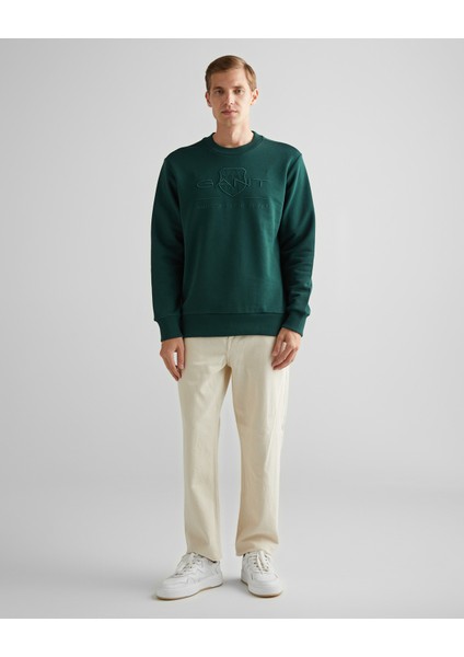 Erkek Yeşil Regular Fit Bisiklet Yaka Logolu Sweatshirt 2036017.374 modelleri