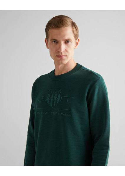 Erkek Yeşil Regular Fit Bisiklet Yaka Logolu Sweatshirt 2036017.374 fırsatları