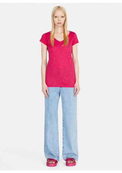 V Yaka Mercan Kadın T-Shirt 3TNHL400E